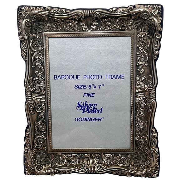 Vintage Godinger Baroque Silver Plated Photo Frame Size 5" x 7" - Picture 1 of 5